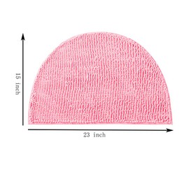 CHENSHUO Semi Circle Bathroom Floor Rug, Chenille Bathroom Rug Mat, Ultra Water Absorbent Fast Dry Bath Mats, Non Slip Bath Rugs,23x15 Inches, 2 Pack,Pink