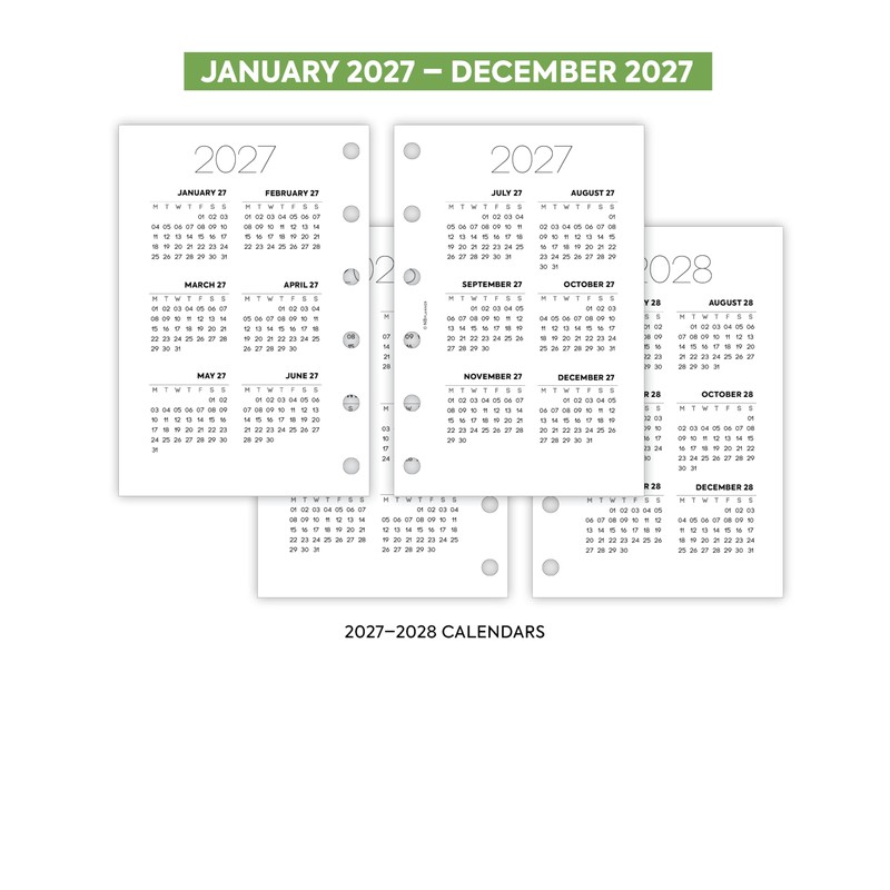 2027 Pocket size Week on two pages diary refill insert