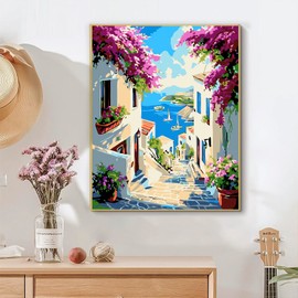 DIYDECORFUN Paint by Number Kit for Adults Beginners,Acrylic Easy Paint by Numbers for Adults,DIY Color by Number Landscape,Adult Paint by Number Kits On Canvas for Wall Decor 16 x 20 in