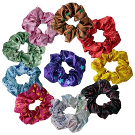 cute polka - dot design scrunchies for all hair type 10pack elastic hair band great for ponytails XL srcunchies set these soft hair ties is great for every occasion