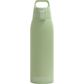 SIGG - Isolierte Trinkflasche - Thermosflasche Shield Therm One Eco Green kohlensäurehaltige Getränke - Auslaufsicher - Spülmaschinenfest - BPA-frei - 90% recycelter Edelstahl - Hellgrün - 1L