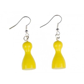 Playing Piece Game Character Earrings Miniblings Board Game Ludo Figure Figures Figurines figurine wood Yellow