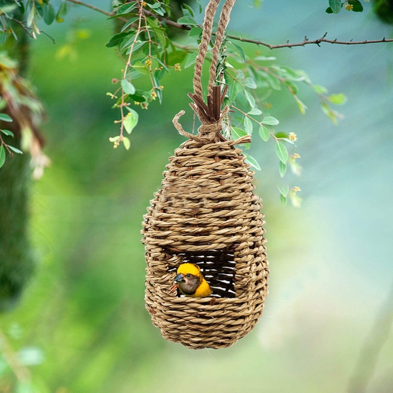 3Pcs Hummingbird House Small Grass Hanging Hand Woven Hummingbird House