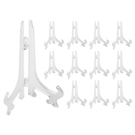 13cm Clear Plastic Easels Or Stand/Plate Holders to Display Pictures Or Other Items at Weddings, Home Decoration, Birthdays, Tables (12 Pack) by Super Z Outlet