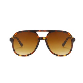 VueLux Vintage Retro Sunglasses Yellow Tinted Glasses Oversized Oversize Sunglasses for Men and Women, Leopard-brown
