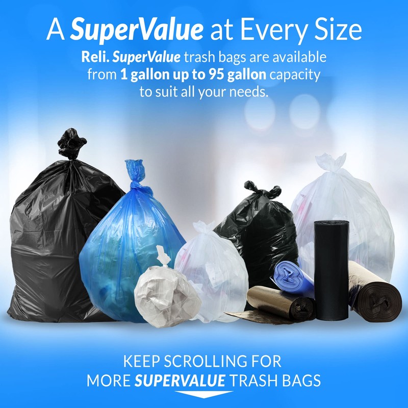 Reli. 13 Gallon Trash Bags | 1000 Bags | Black