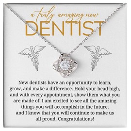 New Dentist Necklace Message Card Box Love Knot Standard - New Dentists Have An Opportunity - Appreciation School Student Dental Periodontist