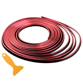 Moldura Decorativa Interior para Auto Carro Vehiculo Universal Decorativa Tuning Sport Metálico | 5m (Rojo)