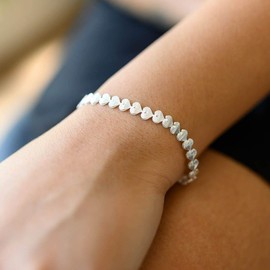 Materia #SA-73 Women's Bracelet 925 Silver Heart Chain Bracelet 5 mm with Gift Jewellery Box Made in Germany, Sterling Silver