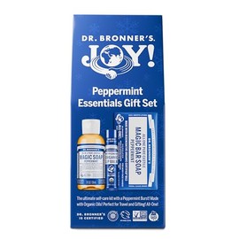 Dr. Bronner's | Set de esenciales de menta; incluye jabón líquido multiuso, jabón en barra y bálsamo labial refrescante