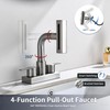 Bathroom Sink Faucet with Pull Down Sprayer 3 Holes, Brushed
