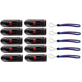 SanDisk Glide USB (10 Pack) 2.0 64GB CZ60 Flash Drive High Performance Jump Drive/Thumb Drive/Pen Drive- Bundle with (5) Everything But Stromboli Lanyards