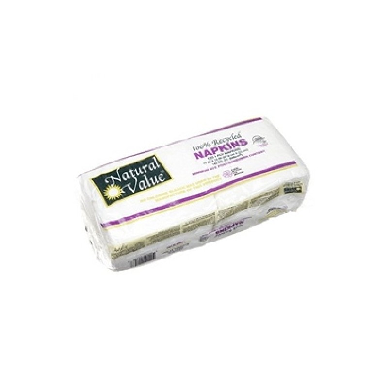 Natural Value 100% Recycled Napkins, 120 1-Ply Napkins