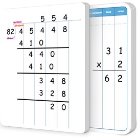 24 Pack Dry Erase Long Division Whiteboard for Kids Teaching Multiplication Double-Sided Cardboard Board Division Chart Portable Math Manipulatives Thickened Whiteboard Educational Tools 12" x 9"