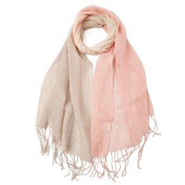 Prettystern Linen Plain Colour Unisex Summer Fringe Scarf, T104 gradient pink grey