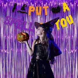 Purple Tinsel Curtain Party Backdrop - GREATRIL Foil Fringe Curtain Party Photo Booth Streamers for Hunters Mermaid Themed Decorations - 1m x 2.5m - Pack of 2