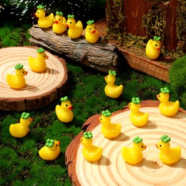 Realspring 100 Pcs Mini Resin Pineapple Ducks Figurines Bulk Pineapple Duck Miniatures for Micro Dollhouse Decor Accessories Summer Party Garden Aquarium Potted Ornament