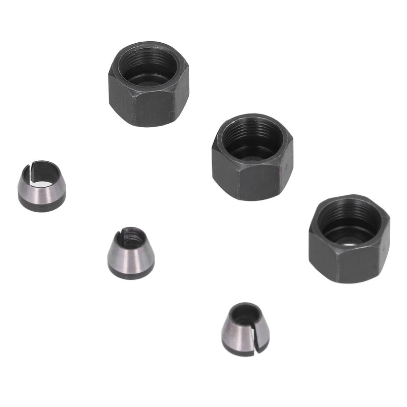 6Pcs Router Collet Adapter Carbon Steel 6mm 6.35mm 8mm Set