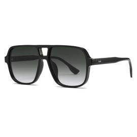 JCTAIFOO Fashion Oversized Square Sunglasses for Women Men Vintage Retro UV400 Protection Glasses, Black/Grey Gradient