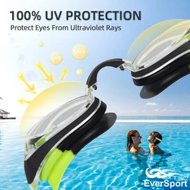 EverSport Kids Swim Goggles 2 Pack Adult Women Men, Youth Swimming Pool Goggles Anti Fog No Leak UV Protection Clear Water Goggles for Boys Girls Teens Child