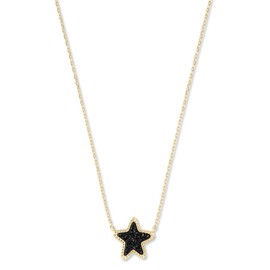 Kendra Scott Jae Star Gold Pendant Necklace in Black Drusy
