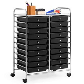 OFFICEJOY 20 Drawer Rolling Storage Cart, Multipurpose Mobile Utility Cart w/ Universal Wheels & Plastic Drawers, Drawer Organizer Cart for Classroom, Office, School, Home