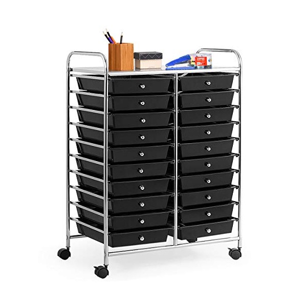 OFFICEJOY 20 Drawer Rolling Storage Cart, Multipurpose Mobile Utility Cart