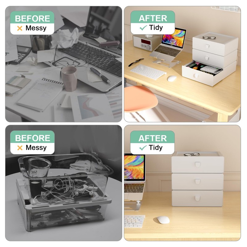 Tynulox Underwear Organizer Drawer, 15 Cells Plastic Socks Drawer, Stackable