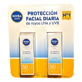 Bloqueador Solar Facial Control Brillo 2pzs 50ml C/u Nivea