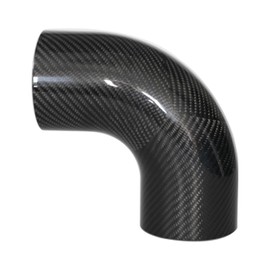 KRD PERFORMANCE 102mm (4") OD, Leg Length 150mm (6"),90 Degree Carbon Fiber Bend Elbow Pipe, 4 Inch Outer diameter, 1.5mm Thickness, 3K Twill Real Carbon Fiber Bent Tube