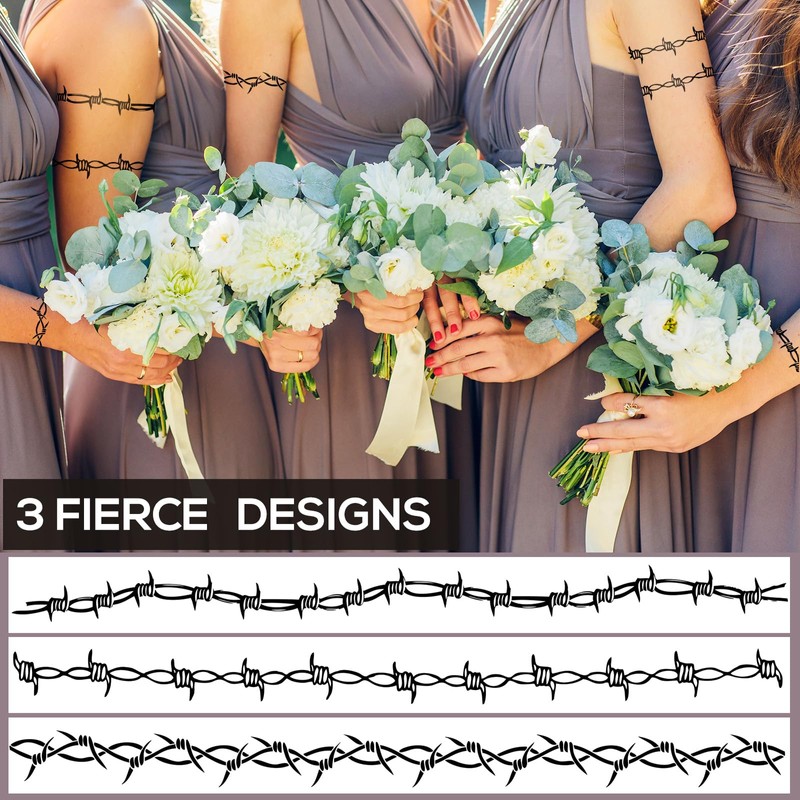 9-Sheet Barbed Wire Temporary Tattoos, Large Edgy Armbands Designs Tattoo