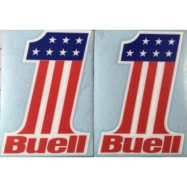 Buell Number One Vinyl Decals. 3 Color. Red White and Blue.