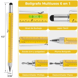 2PCS Bolígrafo Multifuncional, 9en1 Pluma Bolígrafo Multifuncional Equipado con Luz LED+Destornillador de Doble Propósito+Regla+Abridor de Botella+Niveles+Stylus,Regalo Ideal para Hombres/Papá/Marido