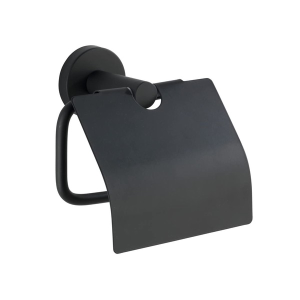 WENKO Toilet Roll Holder Stainless Steel Bosio Black Matt with