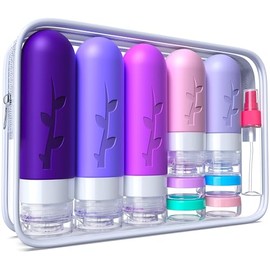 19 Pack travel Bottles for Toiletries, Silicone TSA Approved Travel Size Containers for toiletries Leak Proof Refillable Travel Accessories for Shampoo Conditioner Lotion