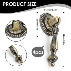 Chris.W 4 Pack Antique Bronze Cabinet Pull Handles – Vintage Tear Drop Drawer Knobs, Decorative Metal Pulls for Dresser, Cupboard, Closet, Furniture(Screws Included)