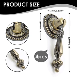 Chris.W 4 Pack Antique Bronze Cabinet Pull Handles – Vintage Tear Drop Drawer Knobs, Decorative Metal Pulls for Dresser, Cupboard, Closet, Furniture(Screws Included)