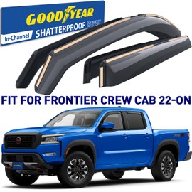 Goodyear Shatterproof in-Channel Window Deflectors for Nissan Frontier 2022-2024 Crew Cab, Rain Guards, Window Visors for Cars, Vent Deflector, Car Accessories, 4 pcs. - GY007960
