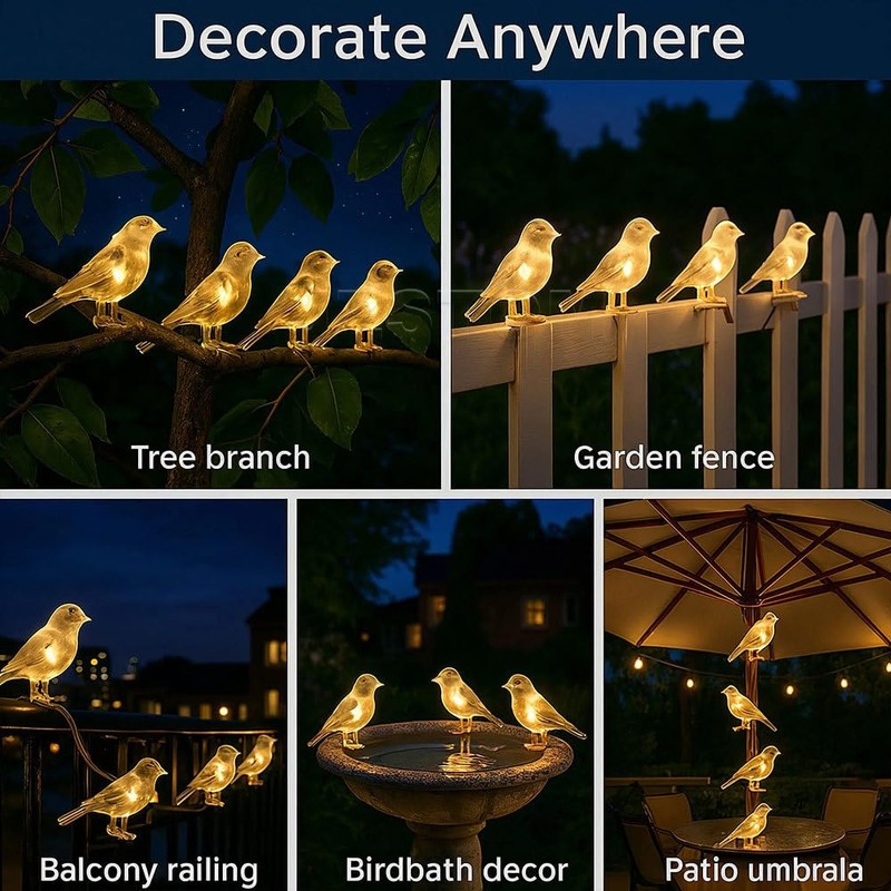 YZYOE 8 Packs of Solar Powered Bird Lights, Garden Decoration