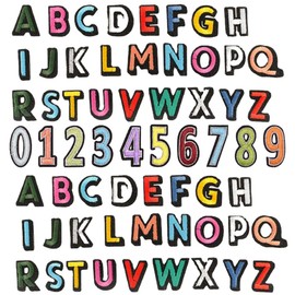 Pilikoll 62 Pcs Iron on Letters Iron on Numbers Patches Alphabet Applique A-Z, Numbers Embroidered Patch 0-9 Sew on Letters Numbers Patches Fabric Letter Numbers Embroidery Patches for Bags, Clothes