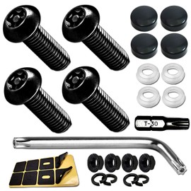 Aootf Anti Theft License Plate Screws- Black Bolts for Locking Car Tag, Frame and Cover, Mounting Hardware Kit for Front/Rear, M6 Stainless Steel Screws, Caps, Fasteners Nuts, Rattle Proof Pads