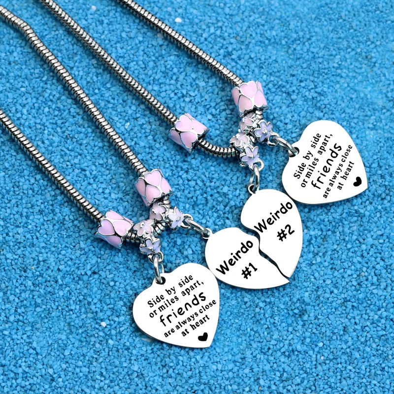 Best Friends Gift For Women,Reminder Friendship Silver Pendant Bracelet Adjustable