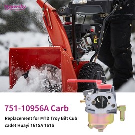 Hypersky 951-10956A Carburetor for Troy Bilt MTD Cub Cadet 751-10956 751-10956A / 951-10956 Snow Blower Thrower 751-14018 951-14018 751-12612 951-12612 951-14093 Huayi 161S 161SA with Gasket Kit