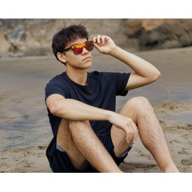 Funky Junque Mirrored Sunglasses Men Women Reflective Trendy Beach Must Haves Designer Shades UV Protection Sunnies, Red, One Size