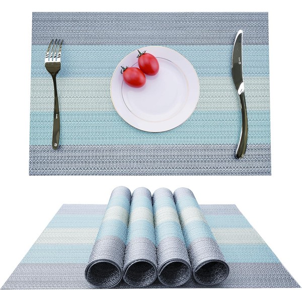 Set of 4 Place Mats Washable Cotton Linen Fabric 45