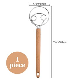 Danish Dough Whisk, Danish Dough Whisk, 10 Inch Dutch Whisk, Egg Beater with Plastic Handle, Mixer, Stainless Steel, Double Holes for Bread Dough, Pastry or Pizza Dough