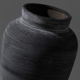 Large Ceramic Rustic Vase,10 inch Minimalist Decorative Farmhouse Vintage Tall Pottery Flower Vases for Home Decor, Living Room,Shelf Table Decoration,Wedding Housewarming Gift (Black & White)