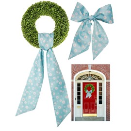 AMUSEPROFI 2Pcs Elegant Boxwood Wreath Sash Collection for Front Door: Perfect Spring, Easter, Valentines, St. Patricks Day Decor with Cute Stylish Elements Detailing