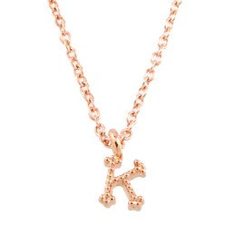 Jewelry Shop M nif0030 Milgrain Initial Necklace, Made in Japan, Hypoallergenic, Women's, Simple, No Gemstone