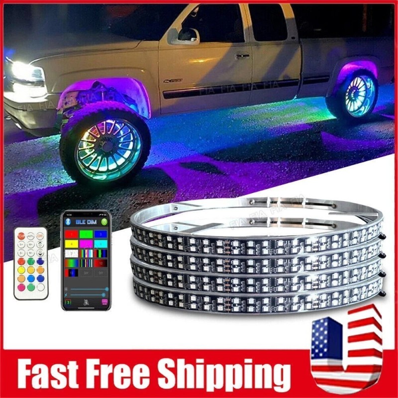 Gearzaar Set 4x 15.5'' RGB Wheel Ring Light LED Kit